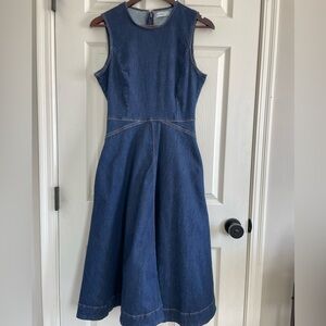 Nine West Denim Fit & Flare Midi Dress Size 6 Sleeveless